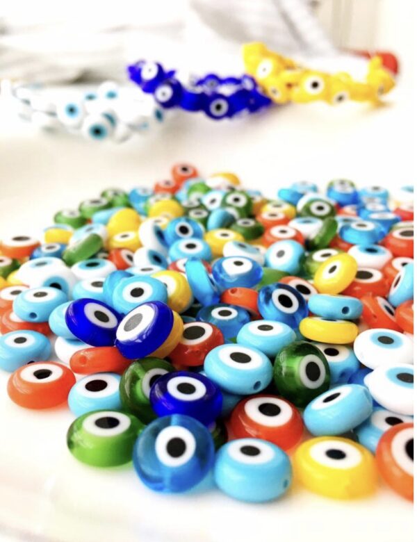 coloured evil eye beads